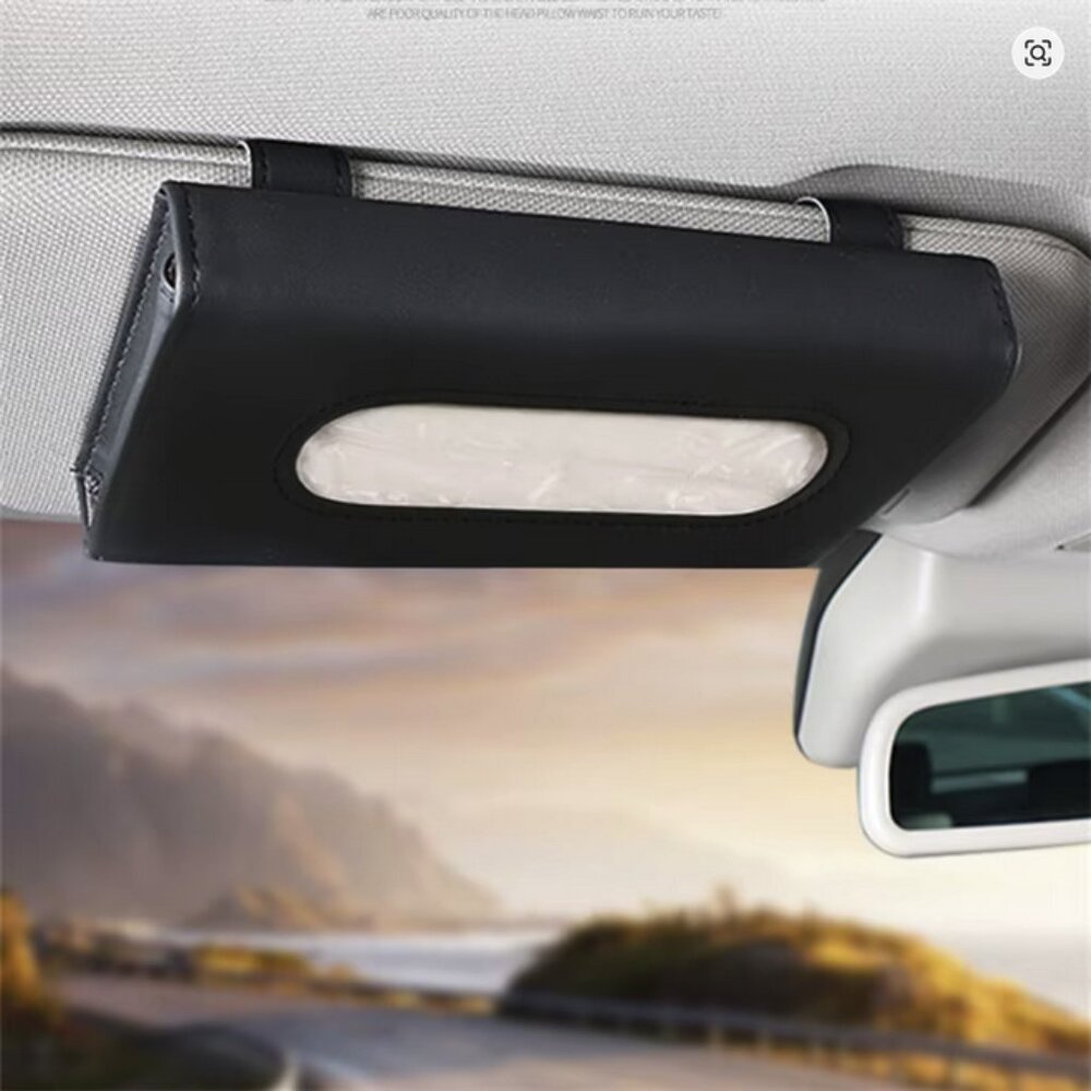 Limited Sale -- Car & Truck Black Leather Visor Tissue Case